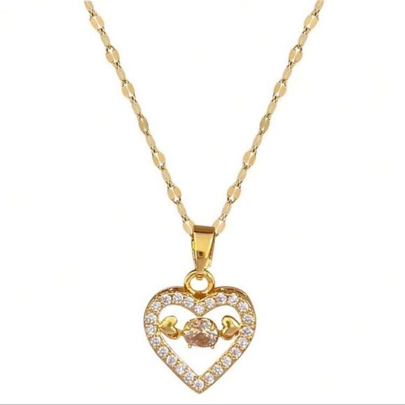 Crystal heart necklace M995 - Picture 1 of 4